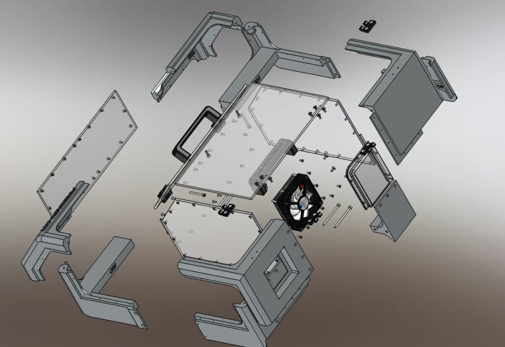 Vue éclatée du capot pour l'imprimante Zortrax M200 RedOhm