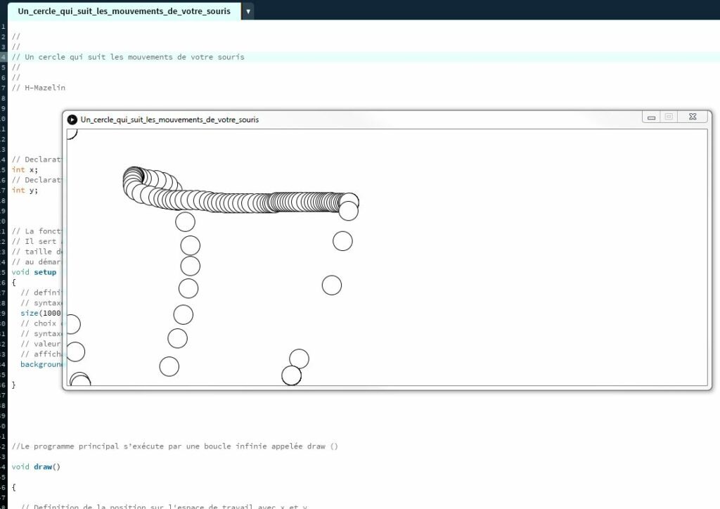 Processing : Un cercle qui suit les mouvement de votre souris - RedOhm