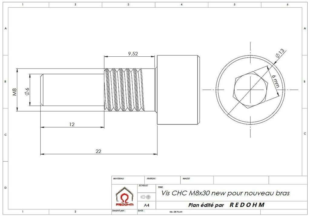 Plan mécanique vis de rotation 