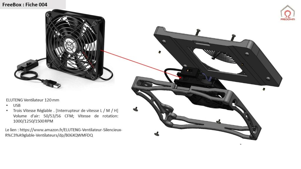 Ventilateur USB 120 mm Silencieux Trois Vitesse Réglable