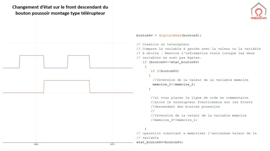 telerupteur changement d'état sur le front descendant