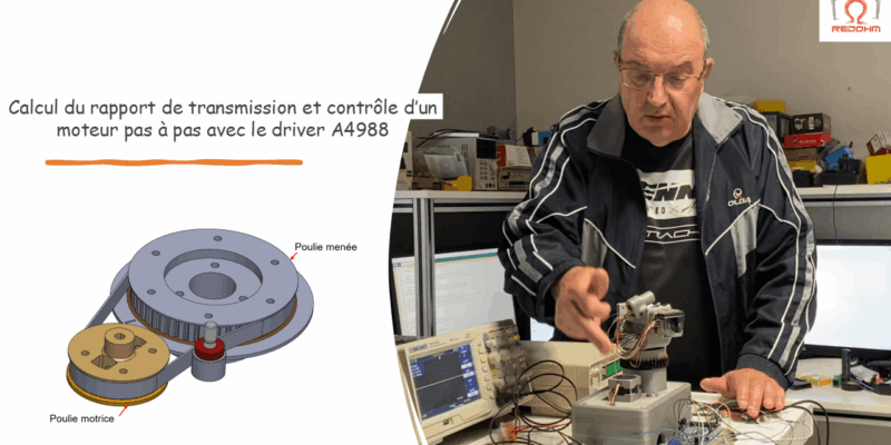 Calcul du rapport de transmission et contrôle d'un moteur pas à pas avec  le driver A4988